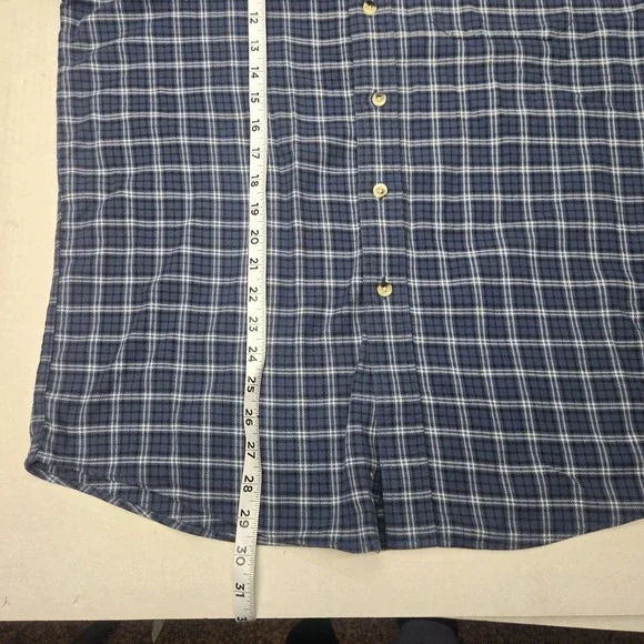 L.L. Bean Men Flannel Plaid Long Sleeve Button-Down Shirt Blue Size Medium - Picture 12 of 15